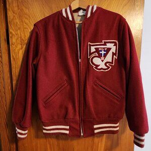 Vintage 1950s HI-Y YMCA Letterman Jacket • Red Wool Varsity Jacket • Chenille